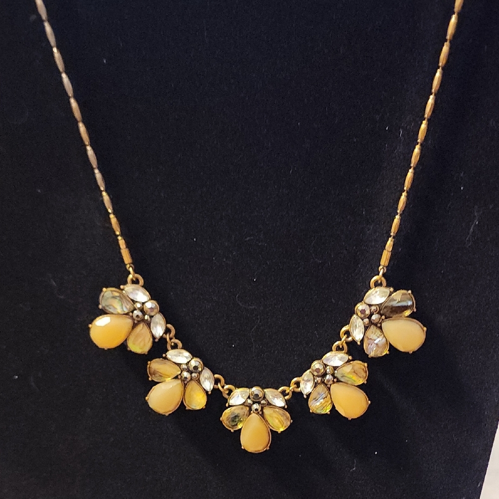 Goldtone Floral Faux Gemstone Necklace